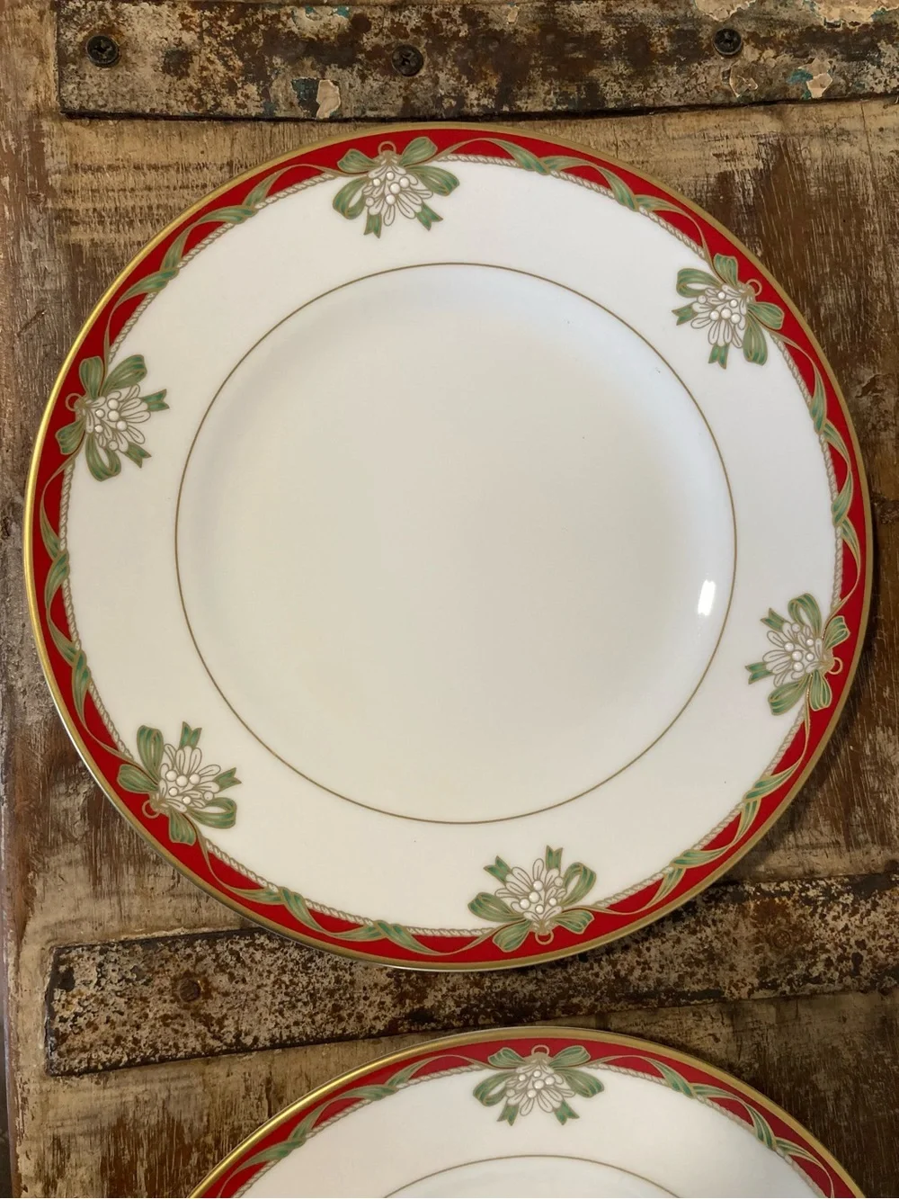 4 Salad Plates Waterford Fine China Holiday Ribbons Christmas Plates